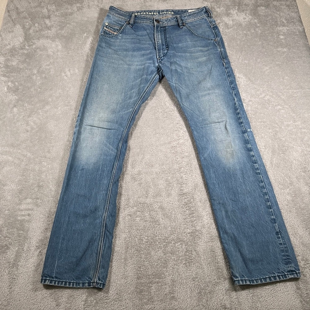 Diesel Krooley Jeans Mens 31 (Fits 33x31) Blue Medium Wash Regular Slim Carrot